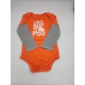 Playful Orange Bodysuit with Striped Sleeves